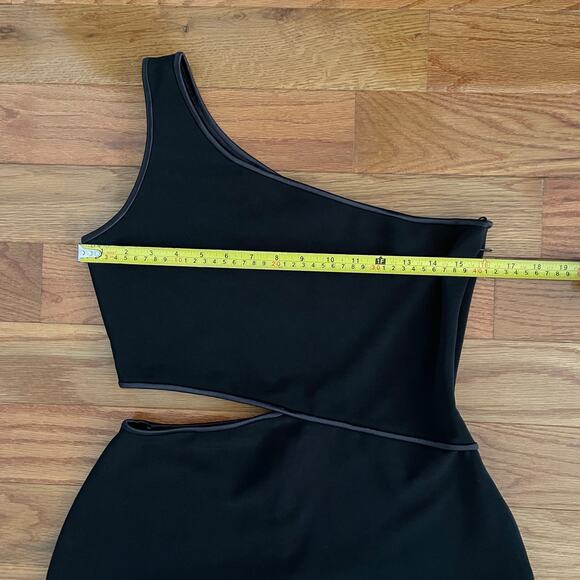 Vtg Y2K Cache One Shoulder Cut Out Maxi Dress 12 Black Split Formal Evening Gown - Picture 6 of 10